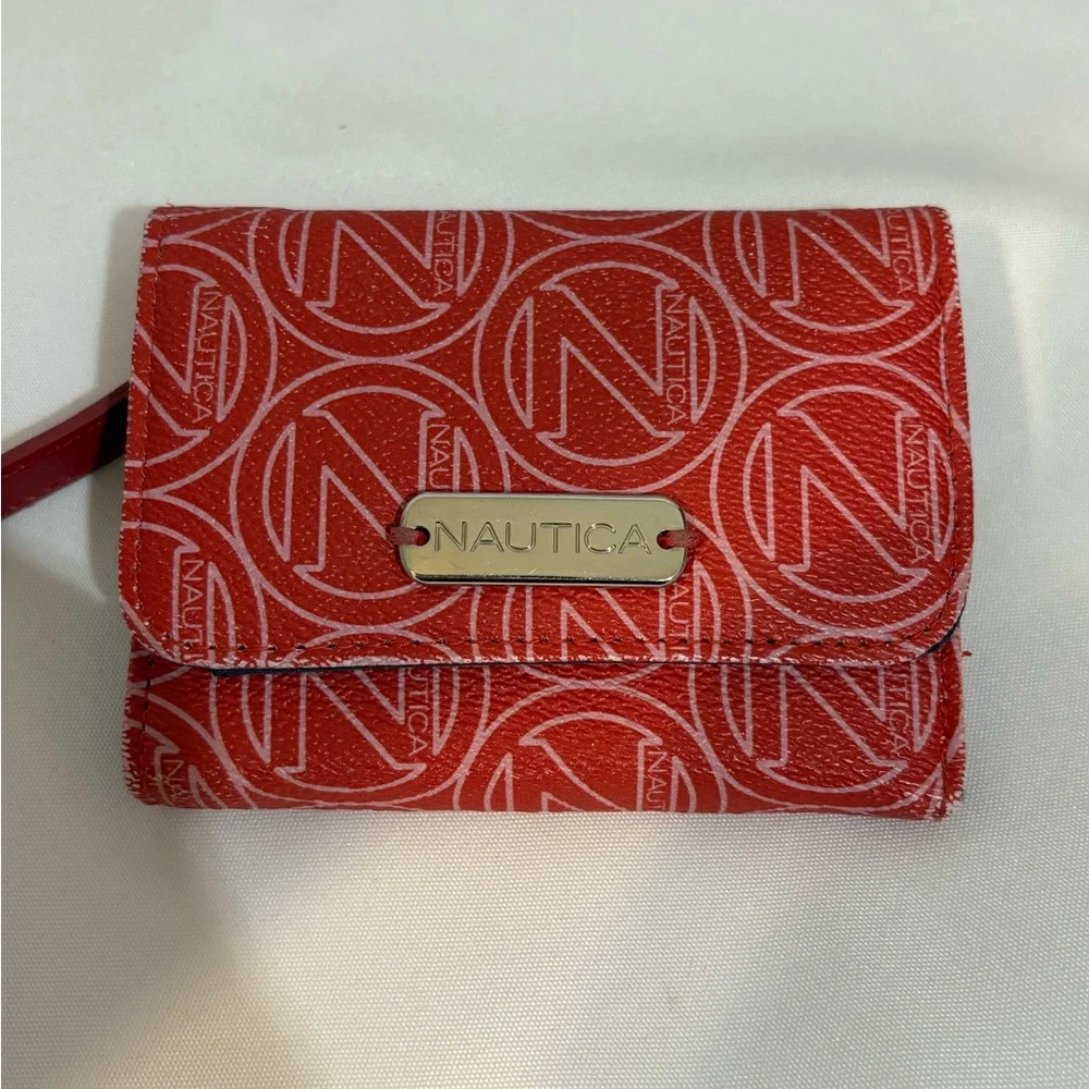 Nautica‎ Womens small wallet with a monogram pattern red and blue